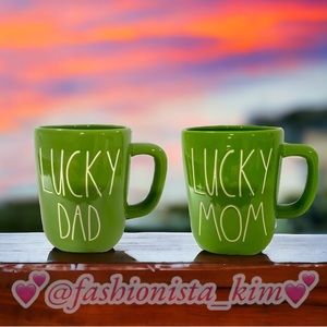 Rae Dunn Lucky Mom mug & Lucky Dad mug NEW